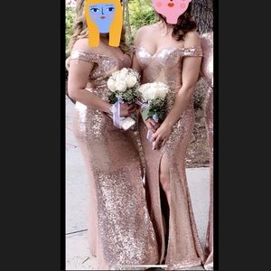 Long formal rose gold dress